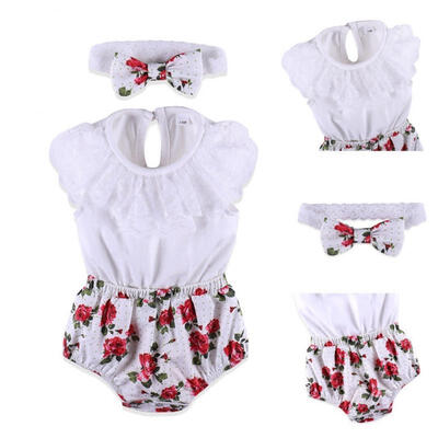 

Newborn Kids Baby Girl Clothes Lace Floral Romper Jumpsuit Sunsuit Outfits