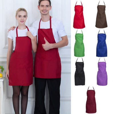 

Hot Sale Adjustable Thicken Anti-wear Cooking Men Women Chef Kitchen Bib Apron With Pockets