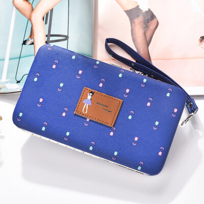 

Tailored Women Leather Long Handbag Floral Cute Wallet Holder Multi-functional Wallet