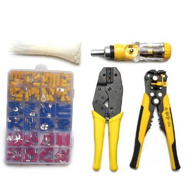 

Stripping Crimping Terminals Tool Kit Cable Repair Tool Kit with Wire Strippers Wire Crimpers Ratchet Screwdriver Insulated Termin