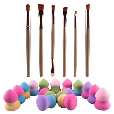

6Pcs Makup Powder Eye Brushes 1Pcs Sponge Blender Blending Puff