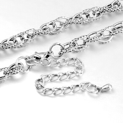

Iron Double Link Chain Necklace Making with Alloy Lobster Claw Clasps&Iron End Chains Antique Silver 299"