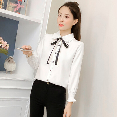 

JOY OF JOY Jingdong Womens 2019 Spring New Han Fan Temperament White Long Sleeve Shirt chic Spring Tops Womens Tide JWCC191464 White