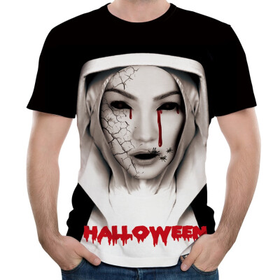 

Toponeto Halloween Men Horror 3D Print O-Neck Short Sleeve T Shirt Tops Blouses