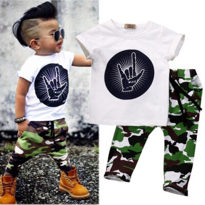 

Casual Toddler Baby Kids Boys Clothes Set T-shirt Tops Camouflage Pants Outfits