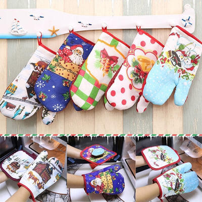 

CHRISTMAS WINTER QUILTED POTHOLDER OVEN MITTS 2 DESIGNS