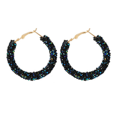 

EK711 New Brand Fashion Charm Austrian Crystal Hoop Earrings Rhinestone Shiny Circle Earrings Big Brincos Bohemian Jewelry Women