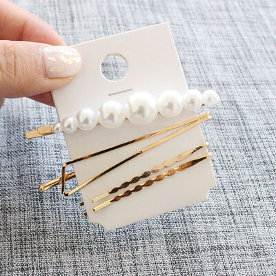 

Fashion 1Set Metal Pearl Hairpin Combination Women Simple Sweet Style Bangs Clip Ins Popular Hairpin Hair Accessories Set