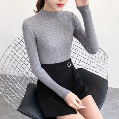 

Womens Sexy Long Sleeve Knitted Tops Warm Shirts Solid Knitwear Slim Fit Sweater