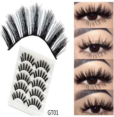 

Gobestart 3D Imitation Water Mane Stereo Fiber False Eyelashes Long Thick Eyelashes 5Pairs