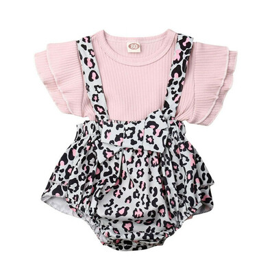 

Newborn Kid Baby Girl Clothes Ruffle Sleeve Top Shorts Overalls Summer Outfit