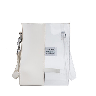 

Women Transparent Crossbody Bag Contrast Color Stitching Large Capacity Messenger Bags Letter PVC Handbags Sac A Main T10