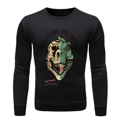 

Toponeto Mens Fashion Long-sleeved Round Neck Solid Color Printing Sweater Tops Blouse