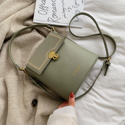 

Net red ins leisure bag early autumn frosted lock bucket bag new 2019 womens shoulder bag Messenger bag