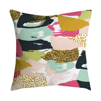 

〖Follure〗Pink small fresh printing square pillowcase home decoration car sofa 45X45cm