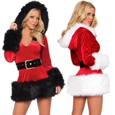 

NEW Christmas Costume Santa Claus Dress Woman Xmas Holiday Party Sexy Clothes UK