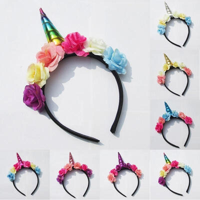 

Decorative Magical Unicorn Horn Head Floral Party Headband Fancy Dress Cosplay