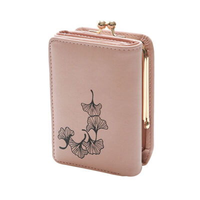 

Women Leaf Pattern Trifold Coin Purse Card Cash Holder Faux Leather Wallet Gift