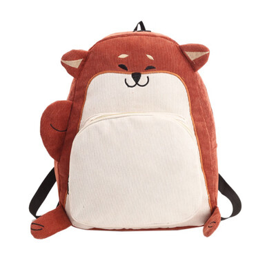 

Lovely Cartoon Backpacks For Women Cute Teenage Girl Dog Ear Puppy Fox School Bags Corduroy Female Backpack Travel Bags