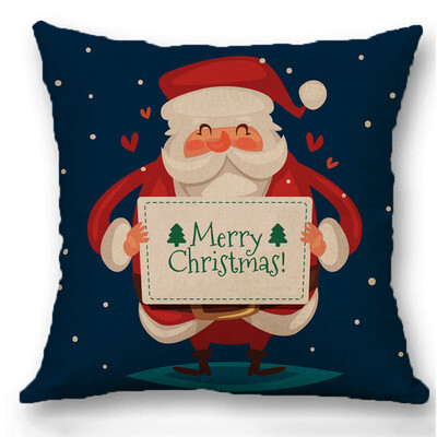 

2020 New 18&quot Christmas Linen Pillow Cover Santa Claus Pattern Square Pillow Case Cushion Car Home Decor 14 Pattern