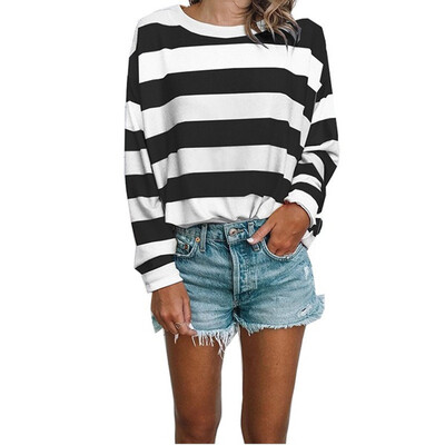 

Starmoon Womens Rainbow Stripes Loose Casual Short Sleeve T-shirt Blouses