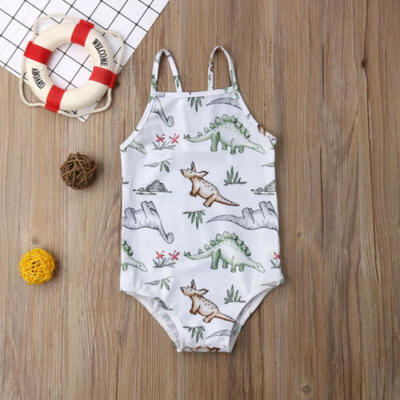 

USA Toddler Kids Baby Girl Swimwear Dinosaur Sleeveless Romper Swimsuit Outfits