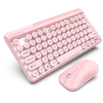 

HXSJ K67 Wireless Keyboard Mouse Set 24G Wireless Retro Round Suspension Keycap Keyboard Mouse Set USB Interface Wireless Keyboar