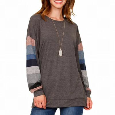 

womens sweatshirt stitching round collar long sleeve pullover sweatshirt top