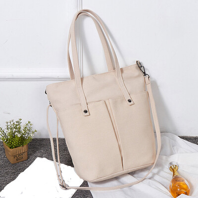 

Tailored Fashion Girls Canvas Solid Color Multi-Pocket Shoulder Bag Messenger Bag