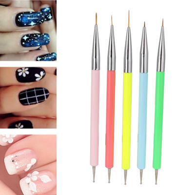 

Greensen 5pcs Double-head Nail Art Liner Brush Nail Art Dotting Painting Pen