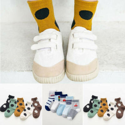 

5PCS Boys Girls Cute Toddler Long Socks Kids Child Cartoon Stocking Cotton Sock