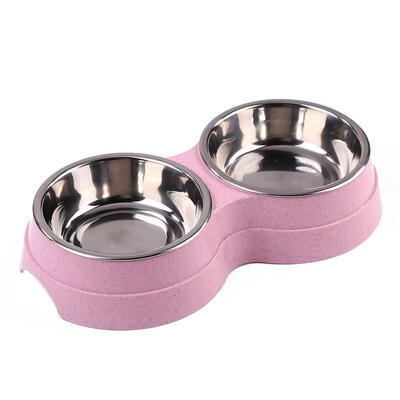 

Dog Double Bowl Puppy Food Water Feeder Stainless Steel Pets Drinking Dish