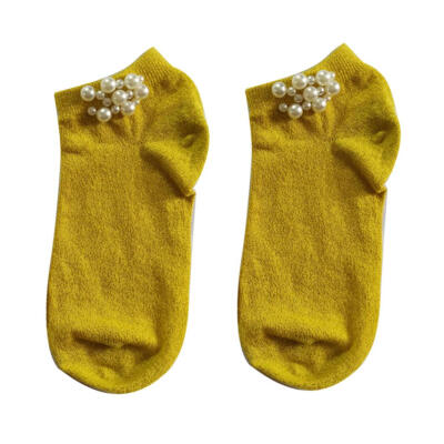 

Fashion Shimmers Faux Pearl Beading Breathable Cotton Women Elastic Short Socks