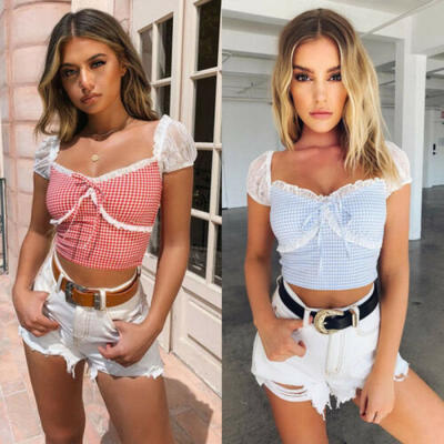 

Women Casual Tank Tops Vest Blouse Sexy Sleeveless Lace Crop Top Shirt Cami Top