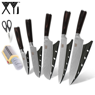 

XYJ Handmade 8" 8" 7" 5" 35" Kitchen Knife Stainless Steel Blade Kitchen Knives And Scissor Pink Electric Knife Sharpener