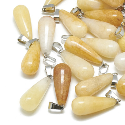 

Natural Topaz Jade Pendants with Stainless Steel Snap On Bails Drop 2830x1012mm Hole 6x4mm