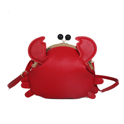 

Funny Crab Shape Solid Color Lady Faux Leather Twist Lock Crossbody Shoulder Bag