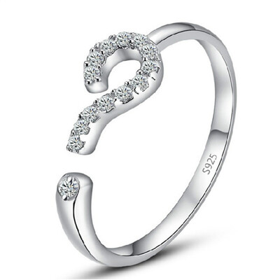 

Fashion Silver color Ring Opening Question Mark Confession Of Love Luxury Ring Design Women Rings Adjustable