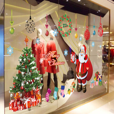 

Wall Sticker Merry Christmas Santa PVC Clear Flim Decal Home Shop Decoration