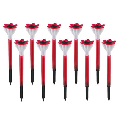 

10PcsSet LEDs Solar Powered Lawn Light Flower Shaped Outdoor Landscape Lamp for Pathway Garden Patio Yard Decoration