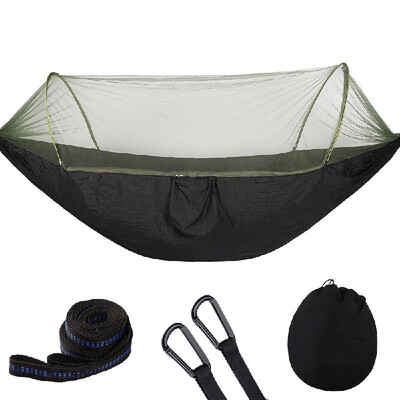 

Portable Outdoor Camping Hammock with Mosquito Bugs Net Reversible Swing Extension Straps Clips Included