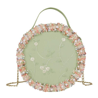 

Fashion Women Round Small Shoulder Bag Pearl Flower Handbags Chain Totes