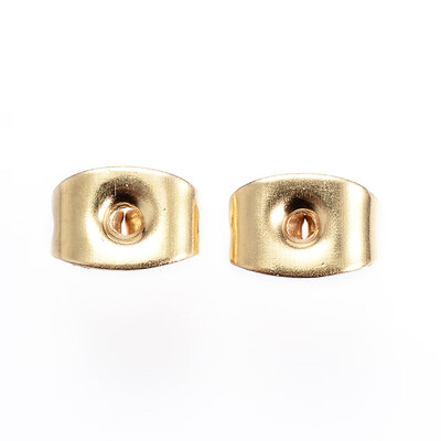 

304 Stainless Steel Earring Ear Nuts Golden 6x4x35mm Hole 08mm