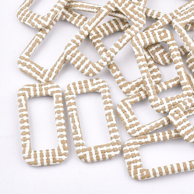 

Handmade Raffia Woven Linking Rings with Iron & Aluminum Findings Rectangle Platinum NavajoWhite 54x265x4mm Inner Diameter