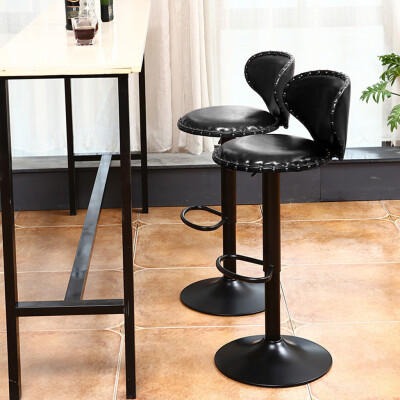 

Gobestart Set Of 2 Leather Adjustable Bar Stools Counter Height Swivel Stool