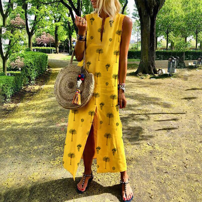 

Women Long Maxi Dress Loose Cotton Summer Beach Evening Party Vintage Sundress