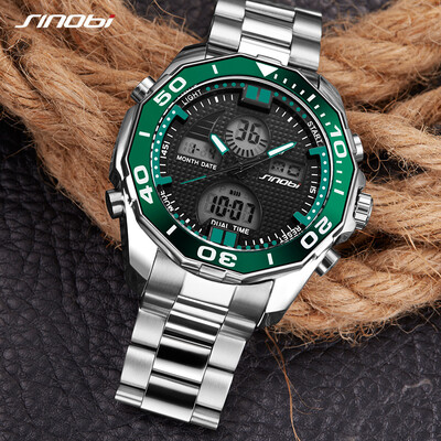 

Gobestart Stylish Geometric Surface Layered Surface Double Display Mens Sports Watch