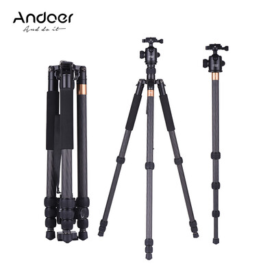 

Andoer TP-999BC Professional Portable Carbon Fiber Tripod Monopod with Panoramic Ball Head 4-Section Max Height 163cm 14" Screw
