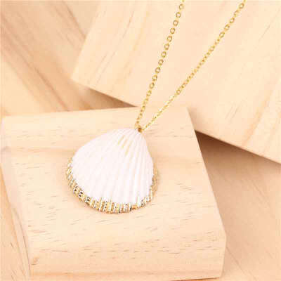 

2019 Bohemian Conch Shell Necklace For Women Gold Color Chain Seashell Pendant Necklace Summer Female Jewelry