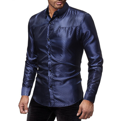 

2018 Mens Fashion Casual Long Sleeve Plaid Shirt Slim Mens Social Business Shirt Brand Mens Clothing Soft&Comfortable